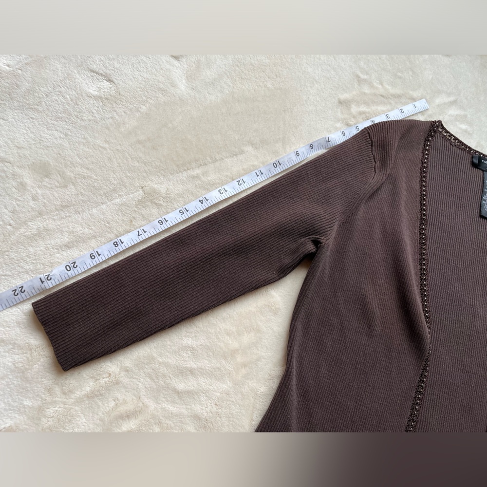 Cable and Gauge Silk 3/4 Sleeve Cardigan - Picture 3 of 8